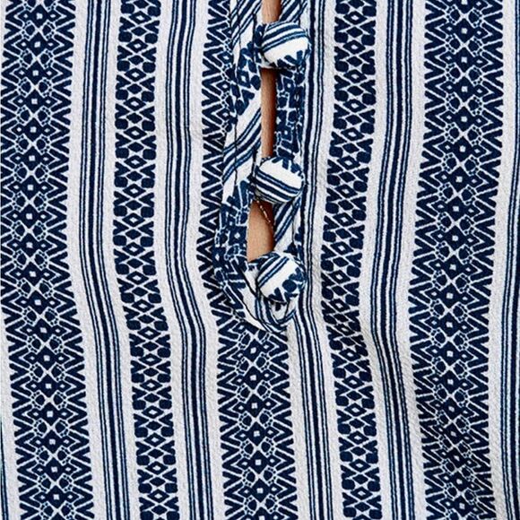 Lulus Sandy Shore Navy Blue Print Long Sleeve Top - Picture 7 of 11